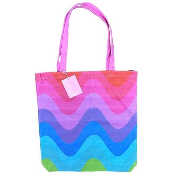 SkinnyDip London Rainbow Wave Canvas Tote Bag - 16” x 13” x 1” - Picture 1 of 5